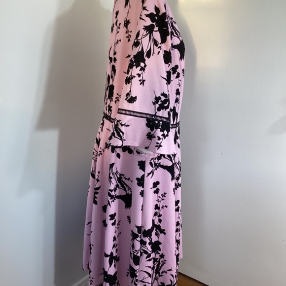 Lane Bryant Pink and Black Floral Midi Dress - Picture 4 of 11